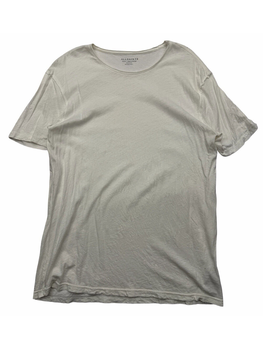 AllSaints Men's Regular Fit Figure Short Sleeve Crew T-Shirt White Size M